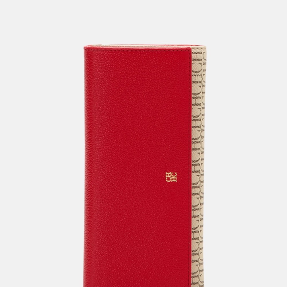 Carolina Herrera Red and Beige Patterned Wallet